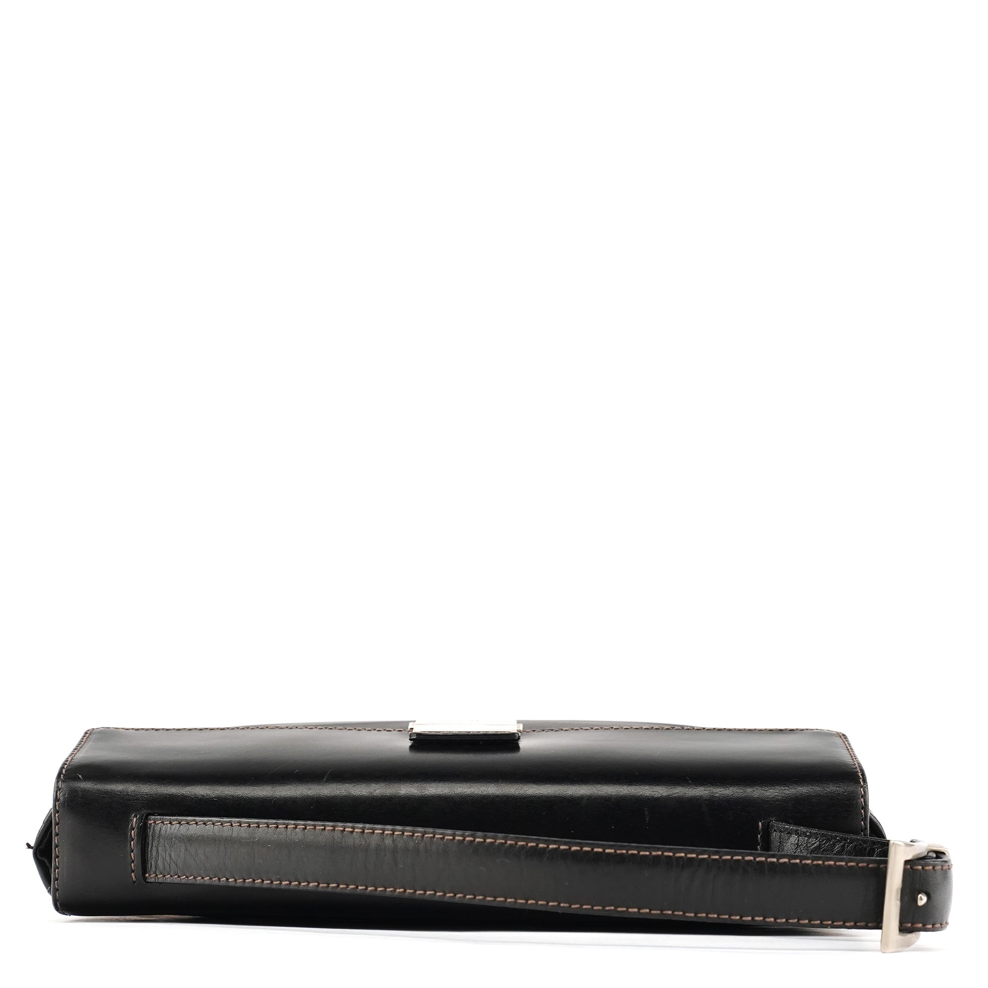 Black Tessuto Vitello Top Handle Bag