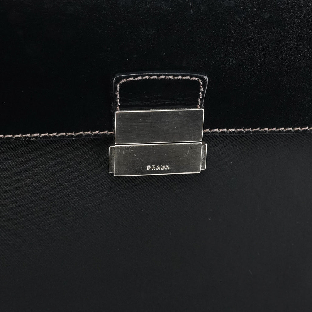 Black Tessuto Vitello Top Handle Bag