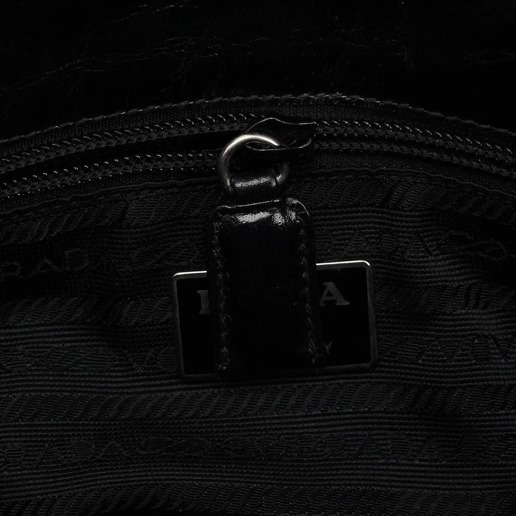 Black Vitello Buckle Shoulder Bag
