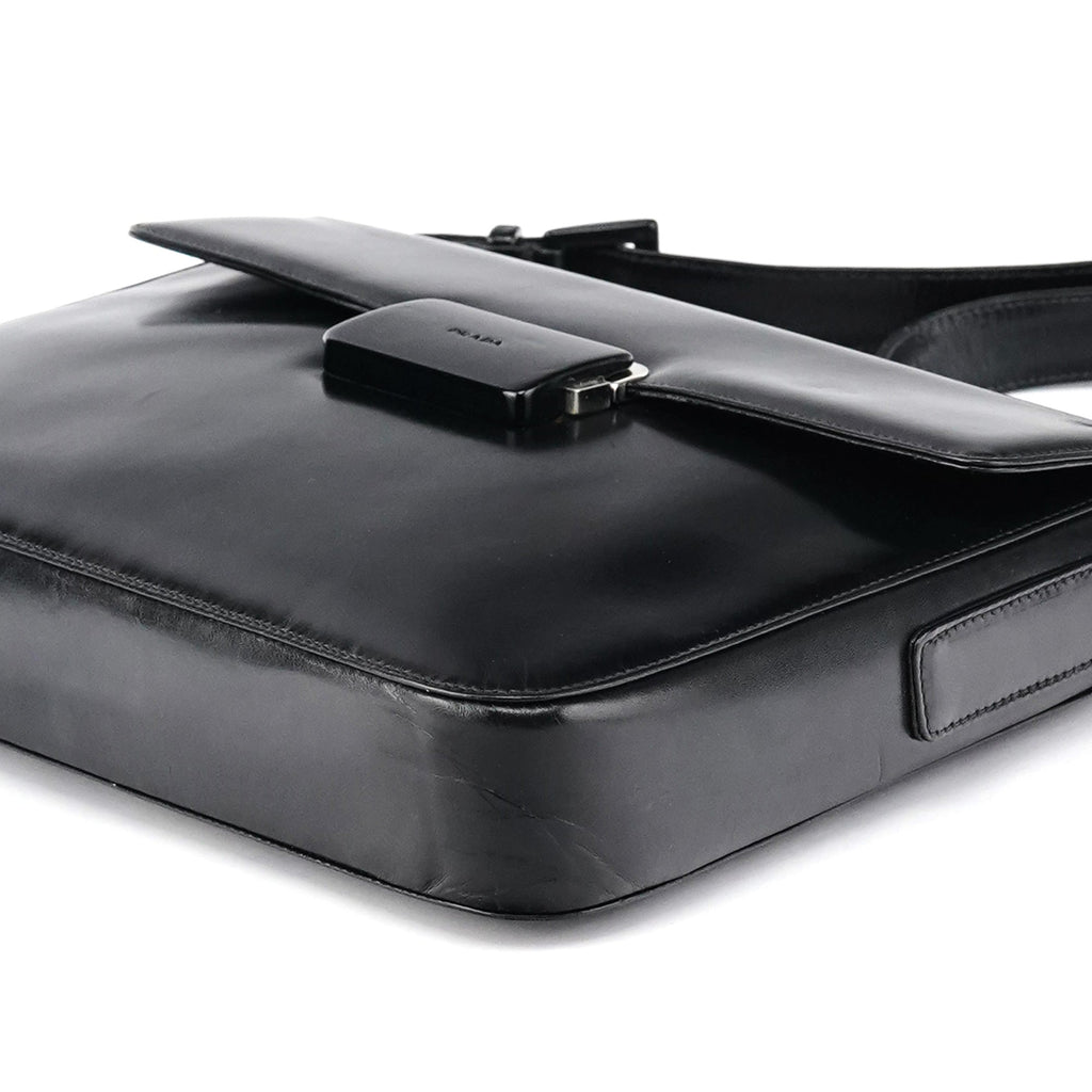 Black Vitello Buckle Shoulder Bag