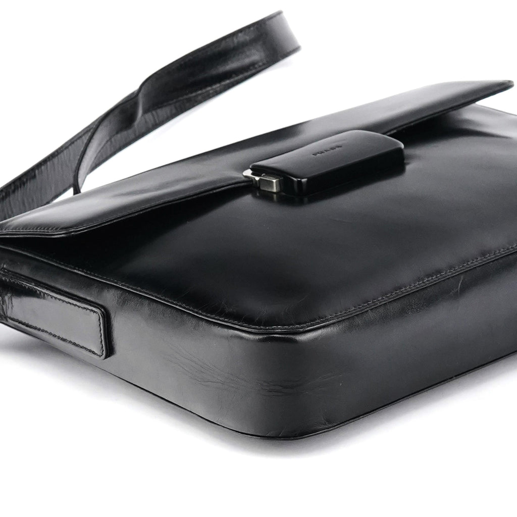 Black Vitello Buckle Shoulder Bag