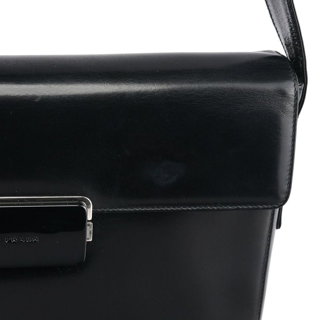 Black Vitello Buckle Shoulder Bag