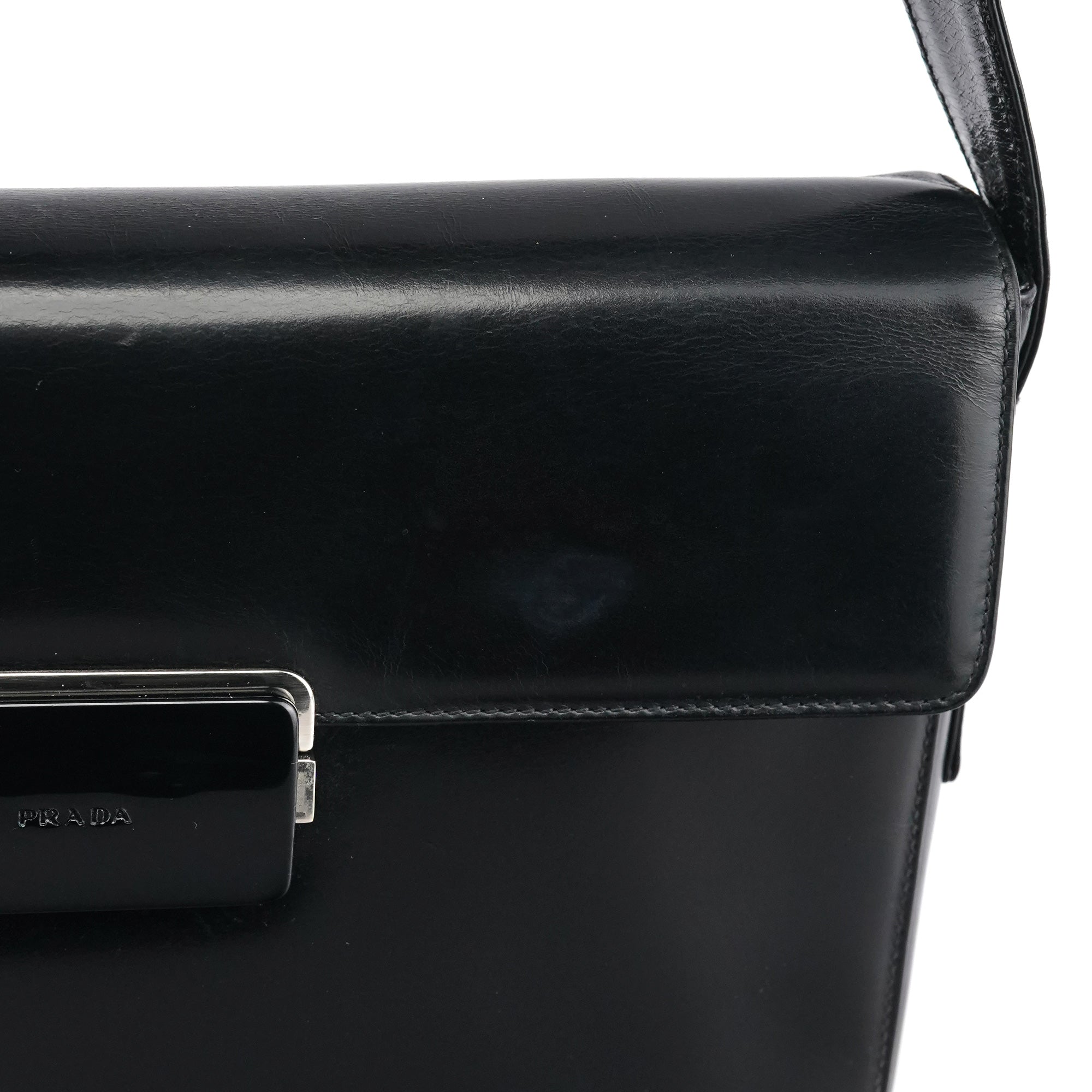 Black Vitello Buckle Shoulder Bag