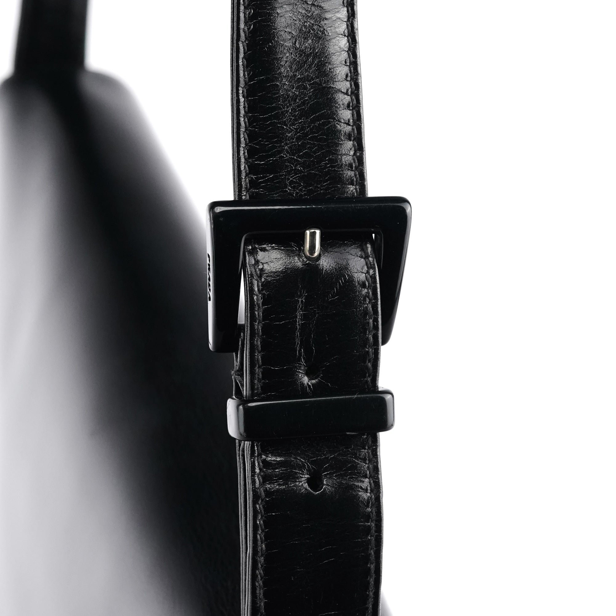 Black Vitello Buckle Shoulder Bag