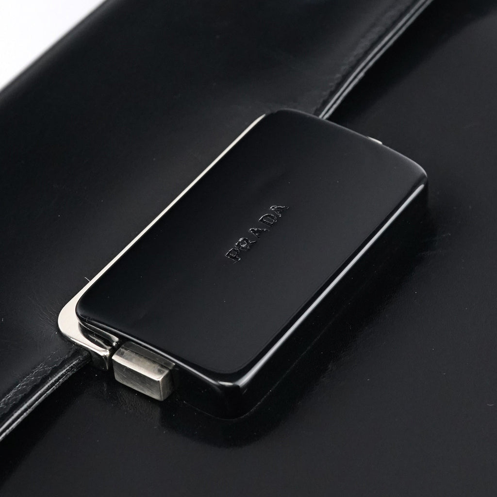 Black Vitello Buckle Shoulder Bag
