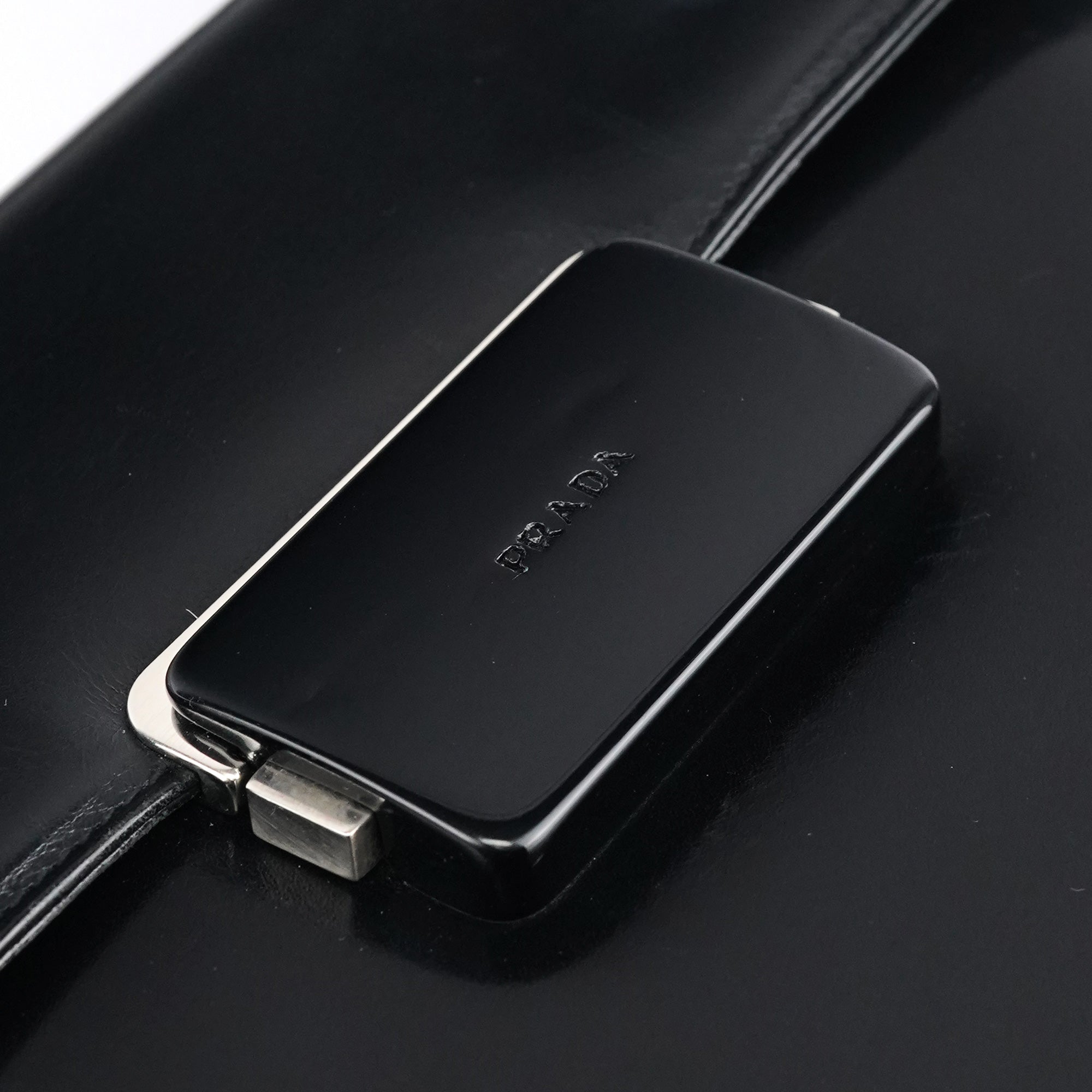 Black Vitello Buckle Shoulder Bag