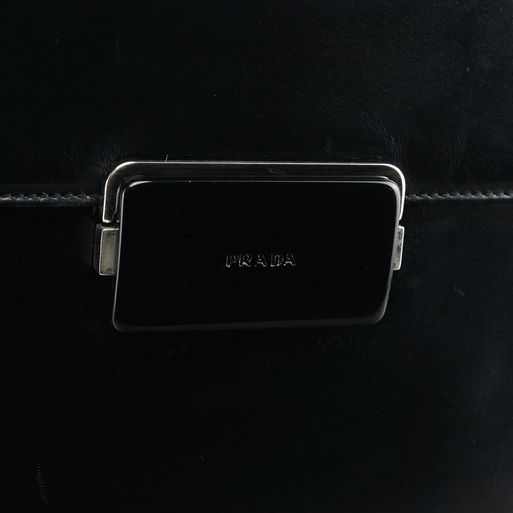 Black Vitello Buckle Shoulder Bag