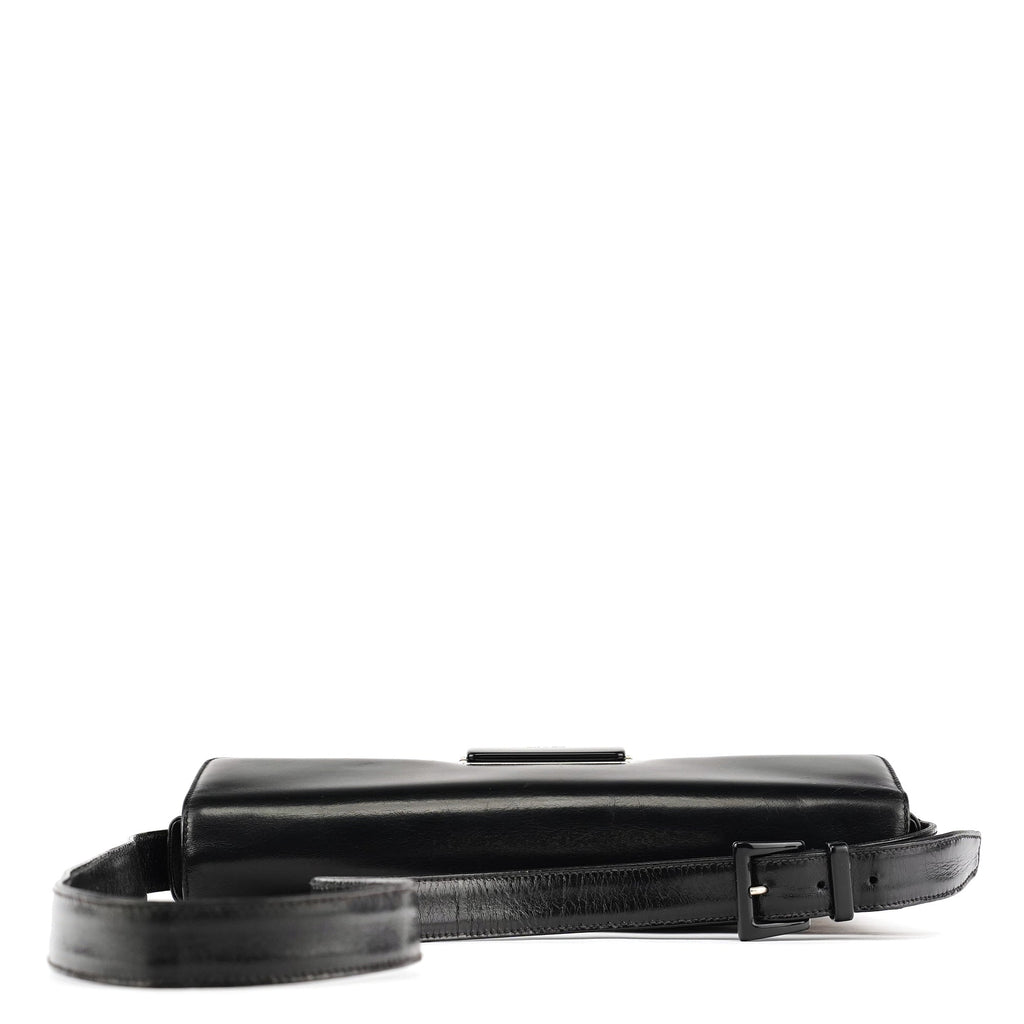 Black Vitello Buckle Shoulder Bag