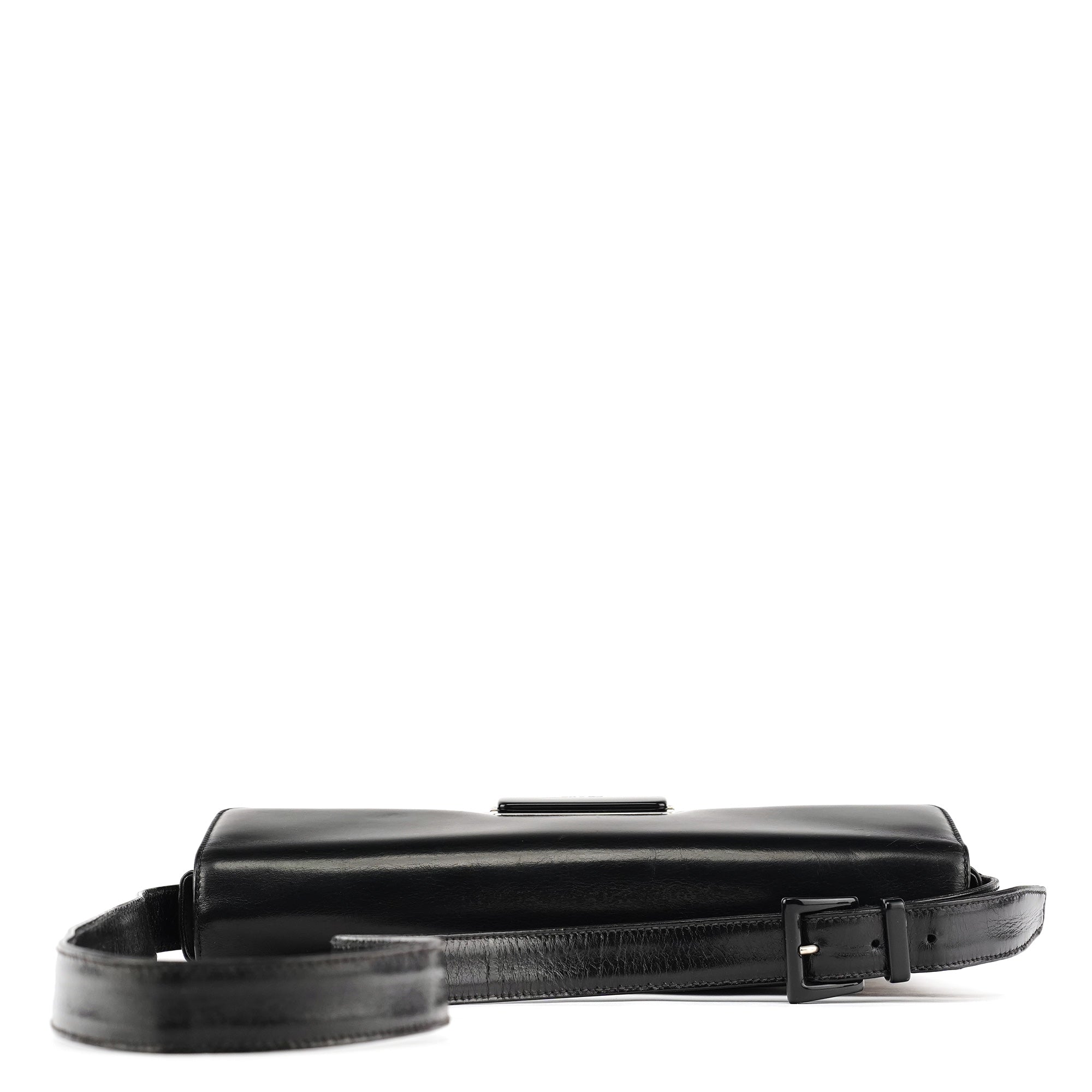 Black Vitello Buckle Shoulder Bag