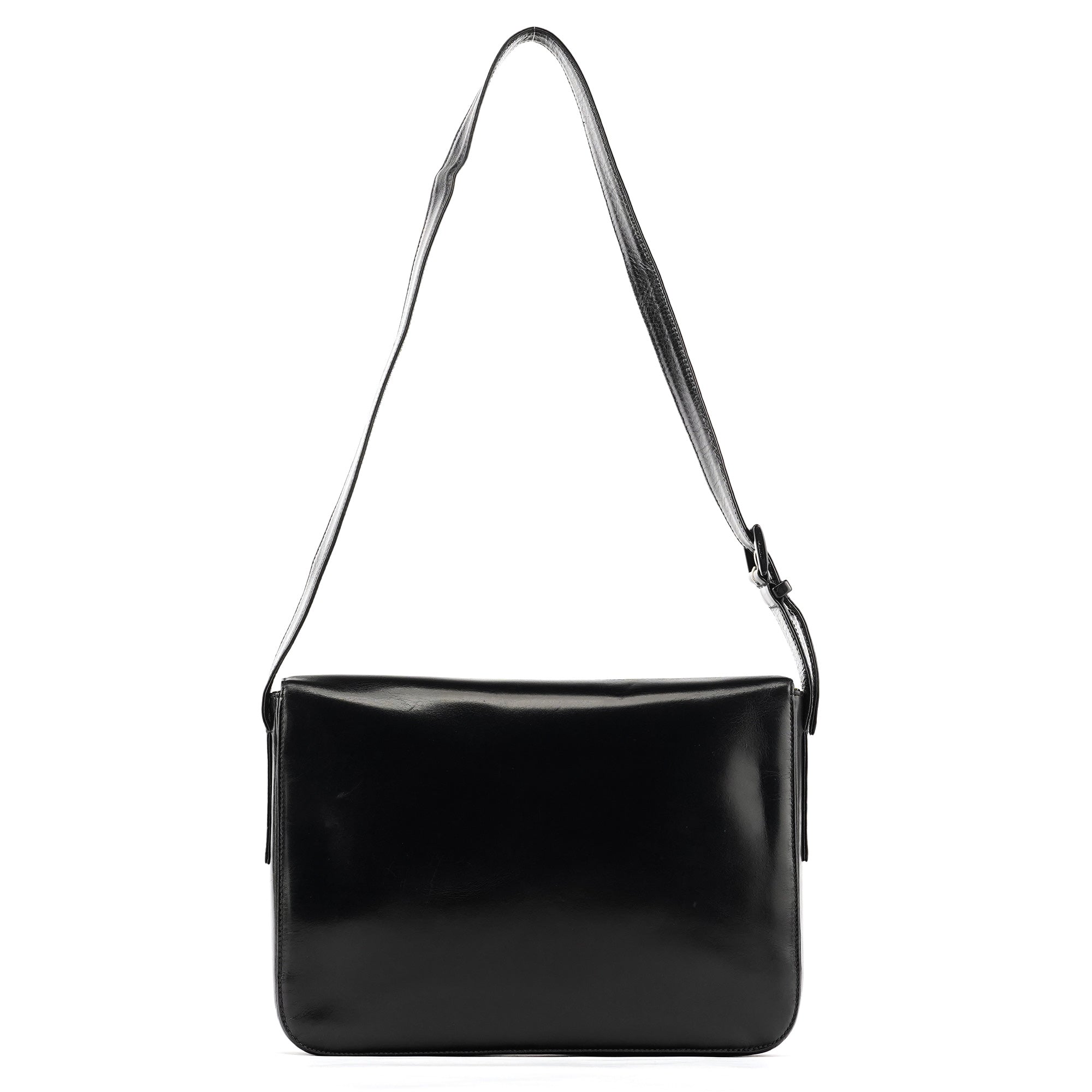 Black Vitello Buckle Shoulder Bag