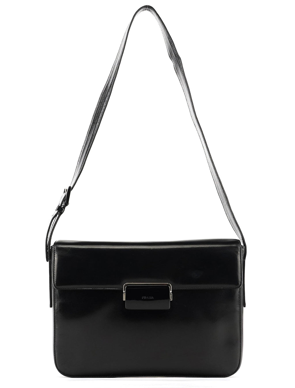 Black Vitello Buckle Shoulder Bag