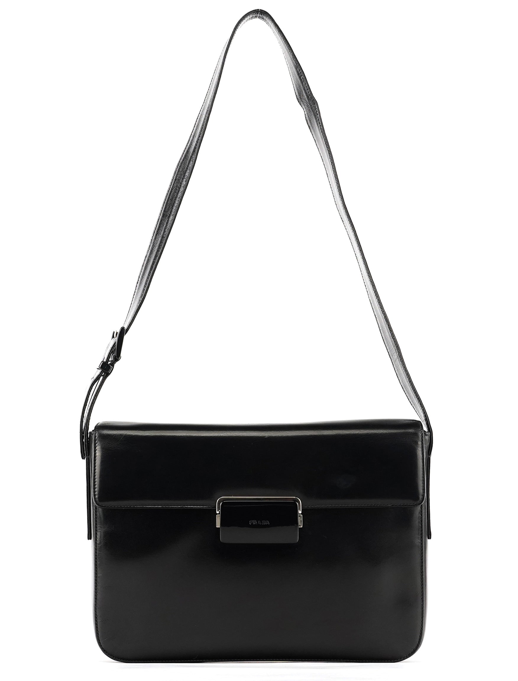 Black Vitello Buckle Shoulder Bag