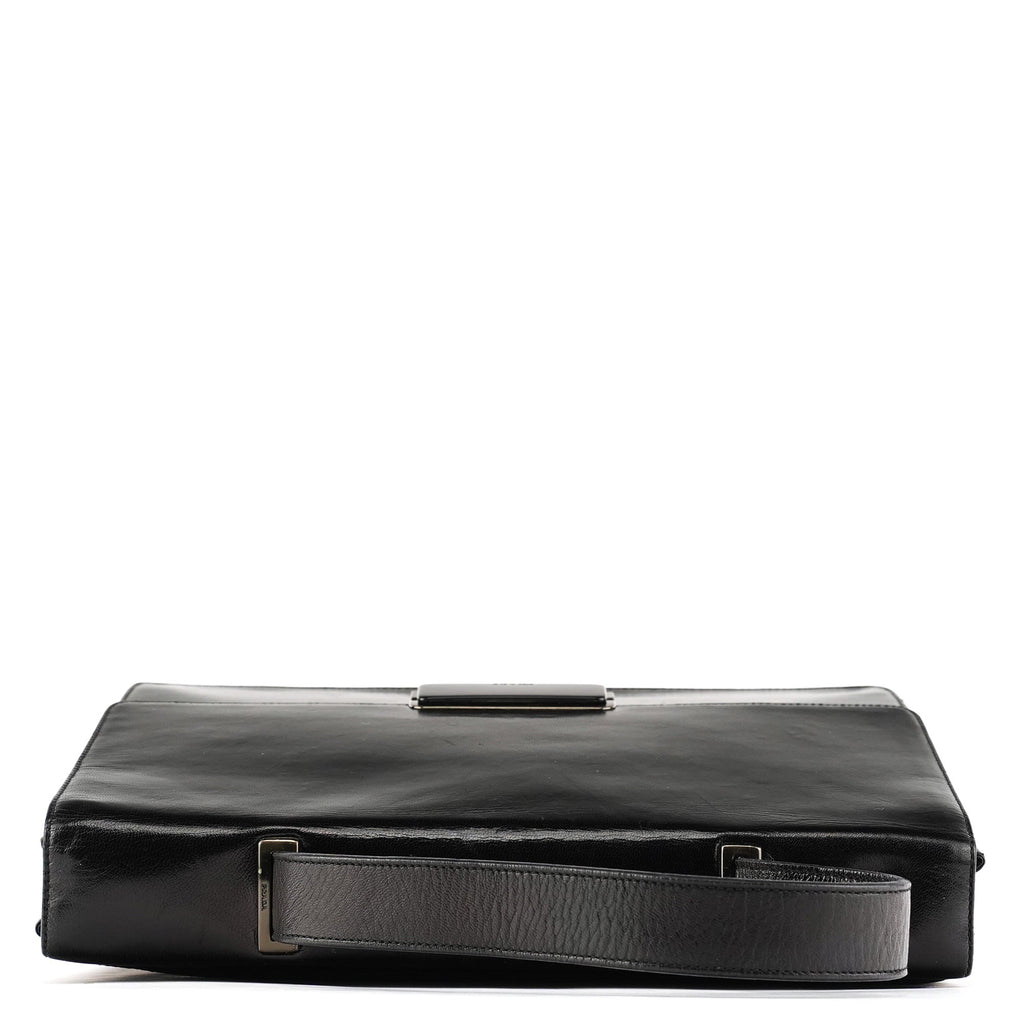 Black Vitello Buckle Top Handle Bag