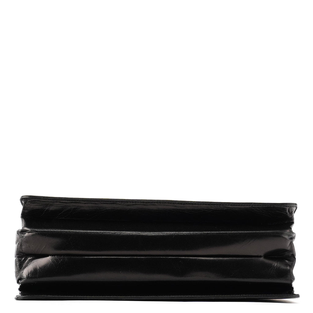 Black Vitello Buckle Top Handle Bag