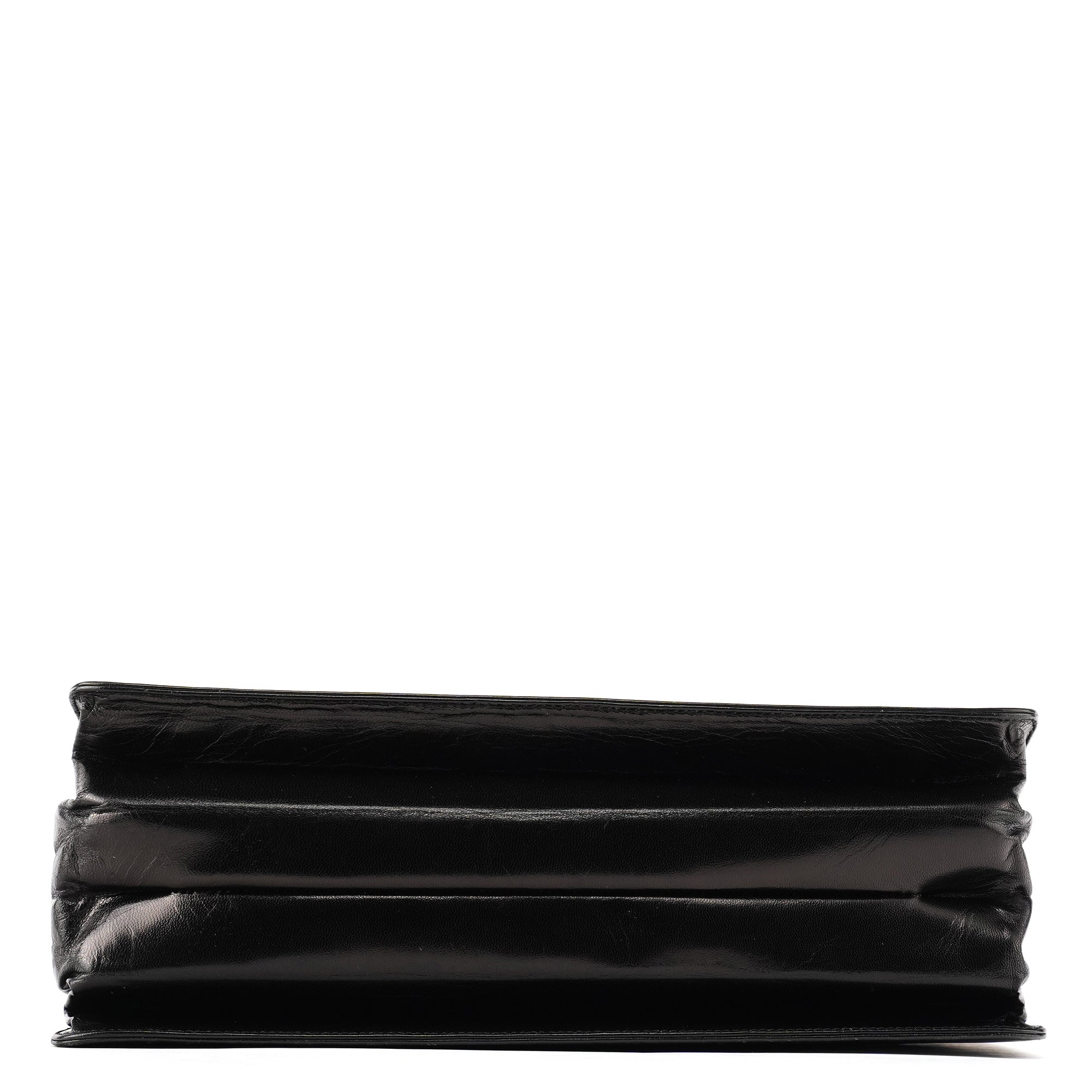 Black Vitello Buckle Top Handle Bag