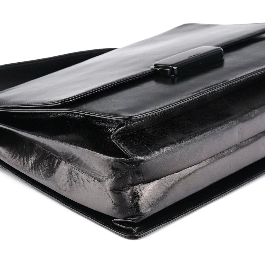 Black Vitello Buckle Top Handle Bag