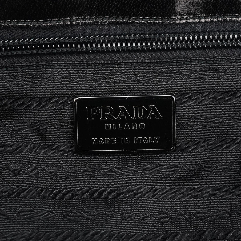 Black Vitello Buckle Top Handle Bag
