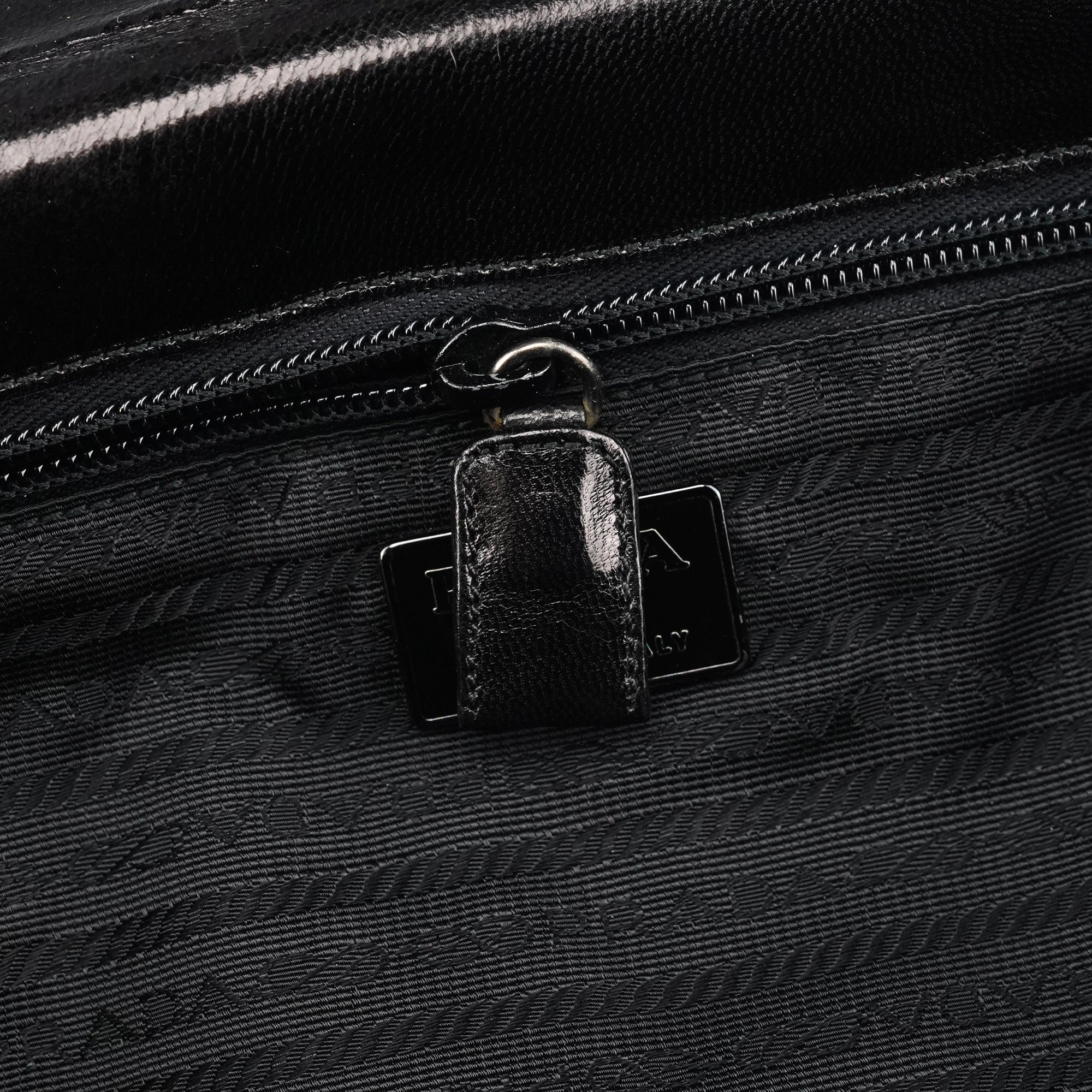 Black Vitello Buckle Top Handle Bag