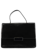 Black Vitello Buckle Top Handle Bag