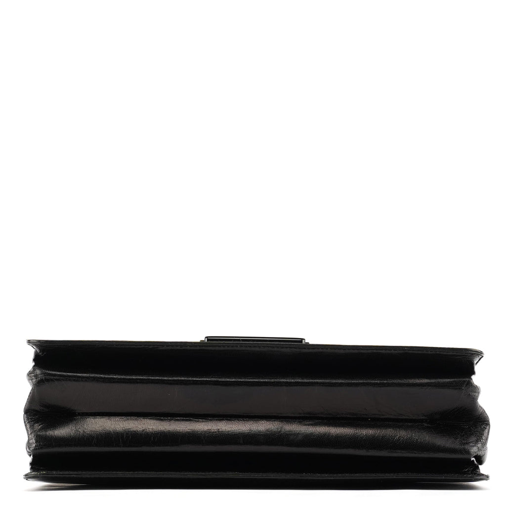 Black Vitello Buckle Top Handle Bag