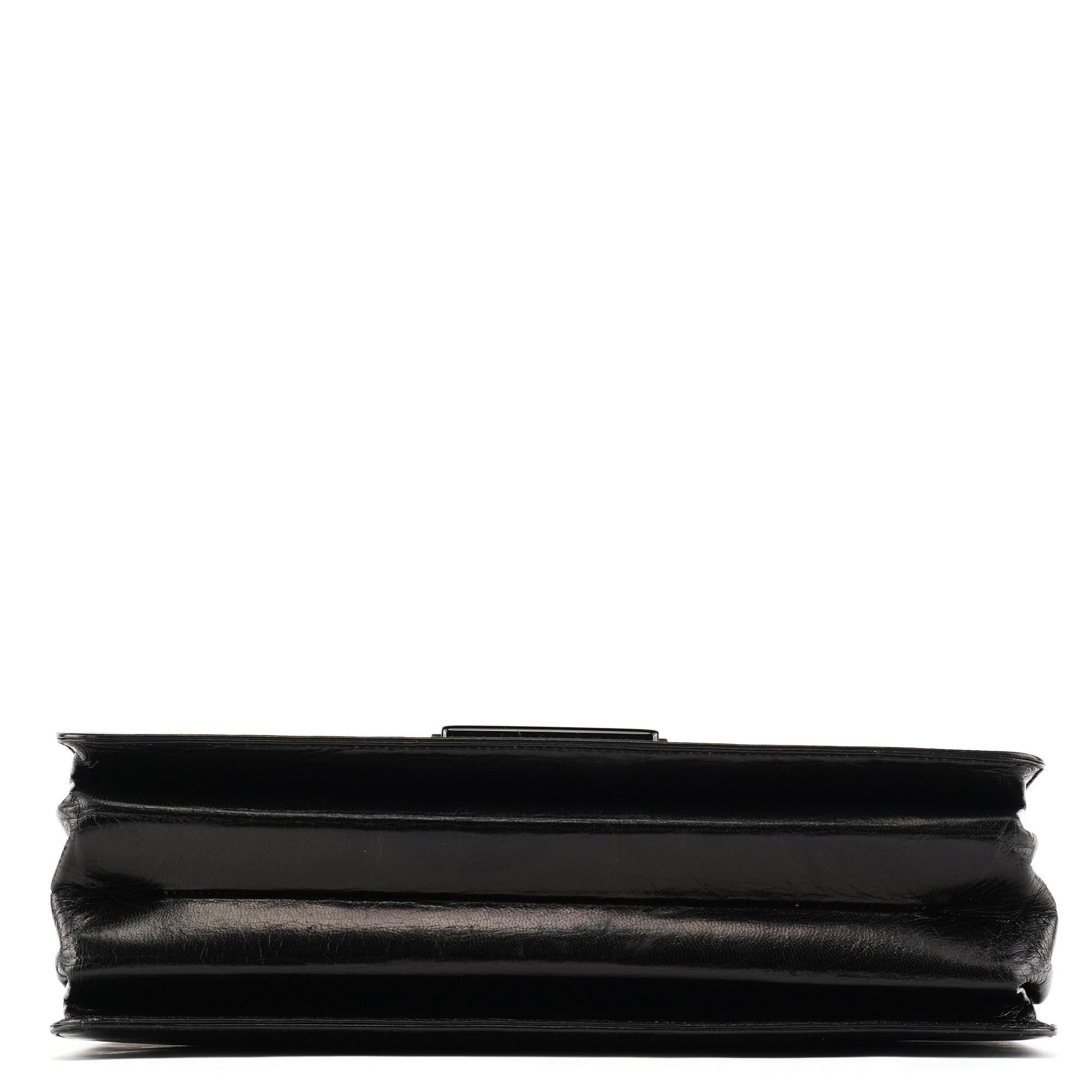 Black Vitello Buckle Top Handle Bag
