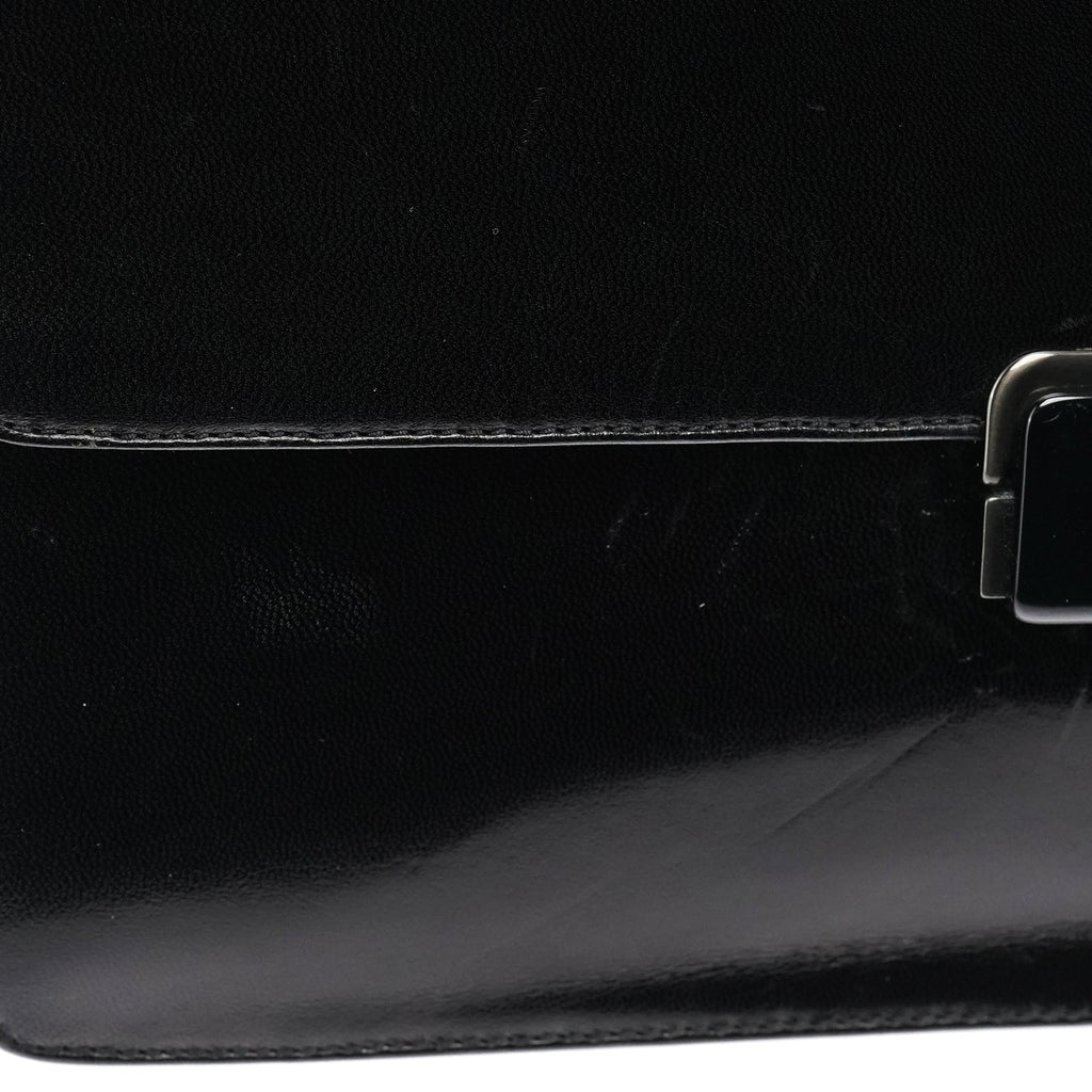Black Vitello Buckle Top Handle Bag