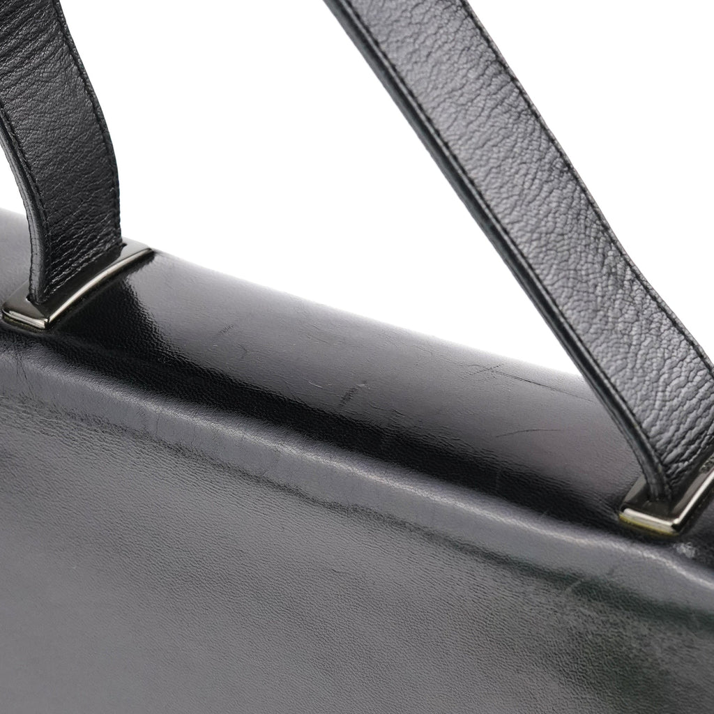 Black Vitello Buckle Top Handle Bag