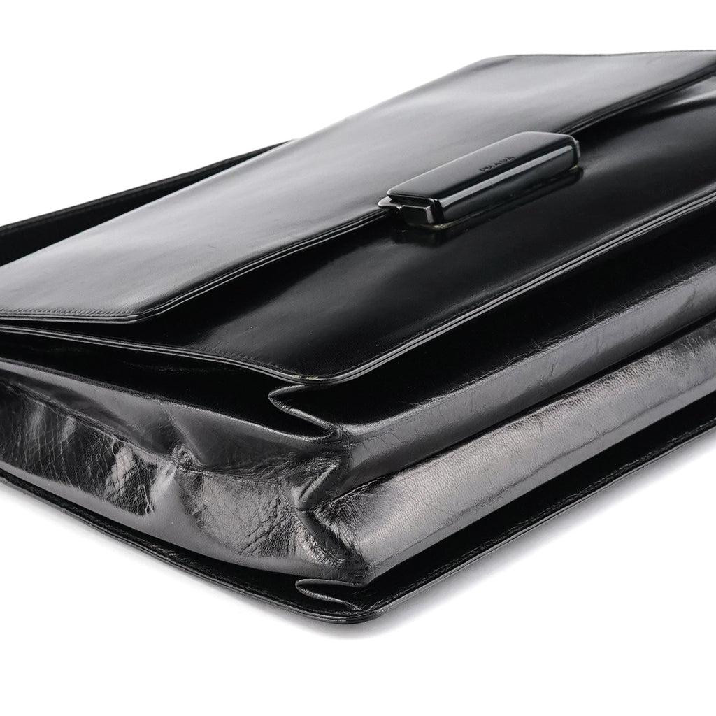 Black Vitello Buckle Top Handle Bag