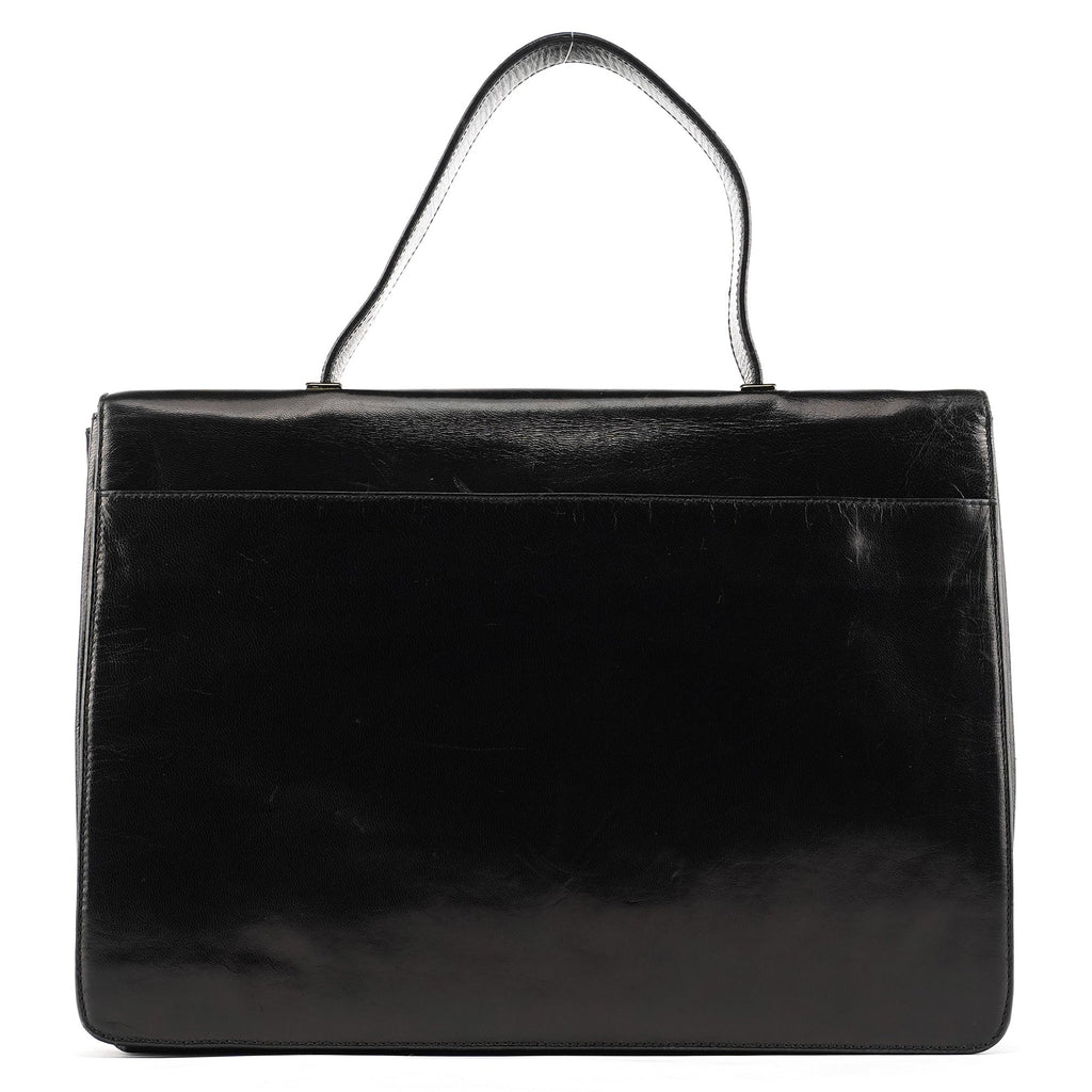 Black Vitello Buckle Top Handle Bag
