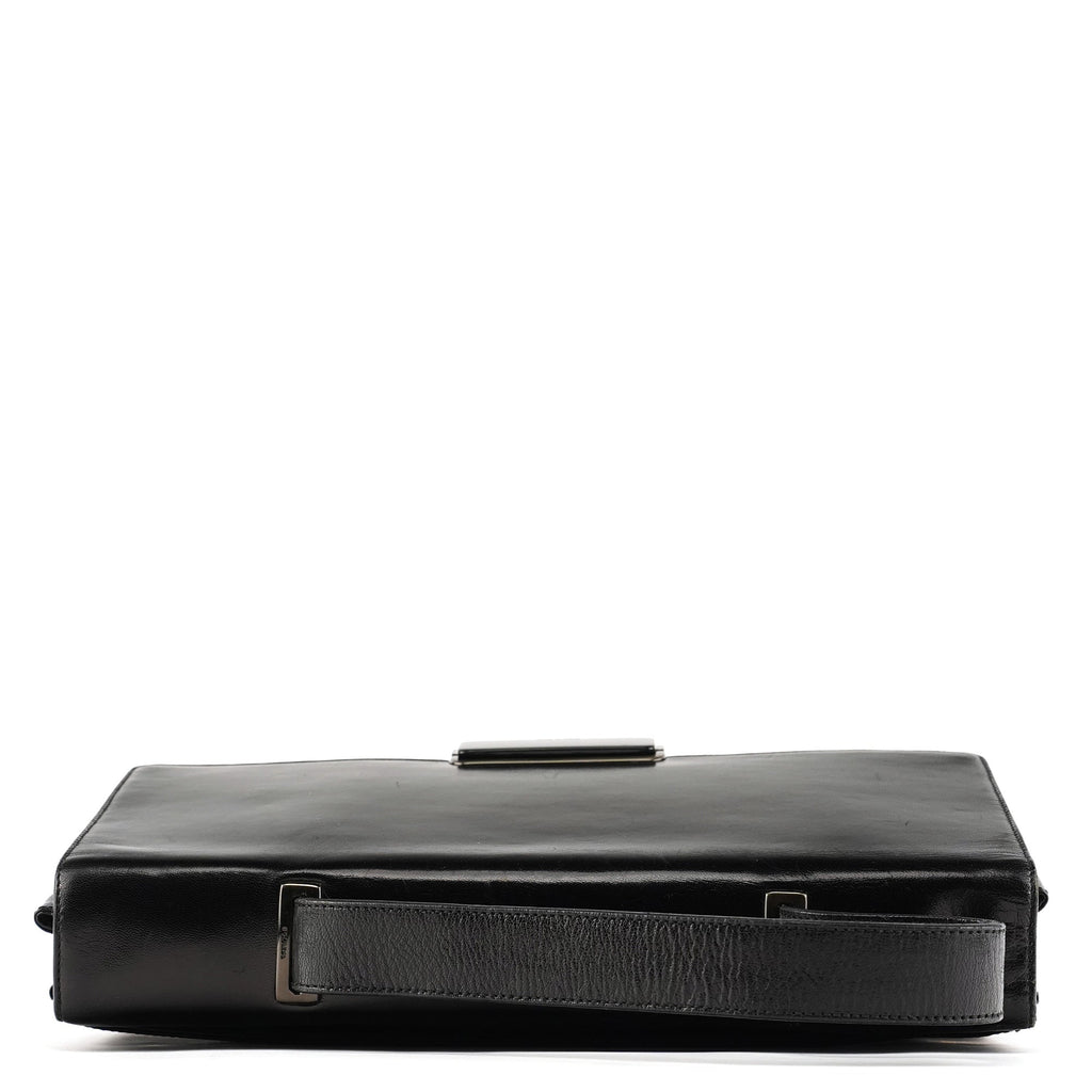 Black Vitello Buckle Top Handle Bag
