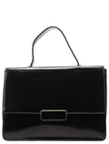 Black Vitello Buckle Top Handle Bag