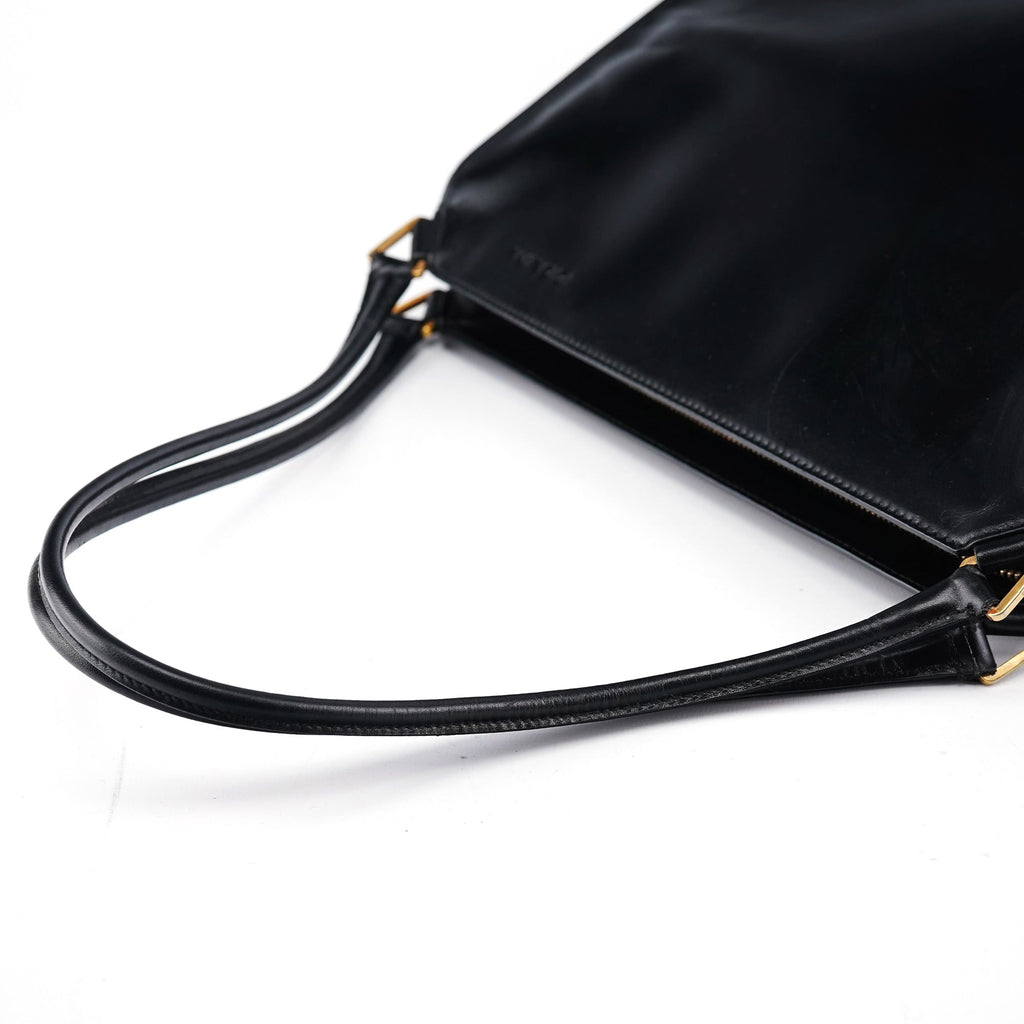 Black Vitello Chic Shoulder Bag