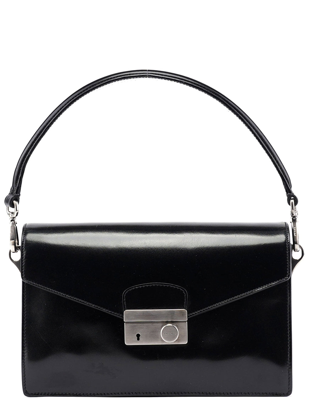 Black Vitello Keylock Shoulder Bag