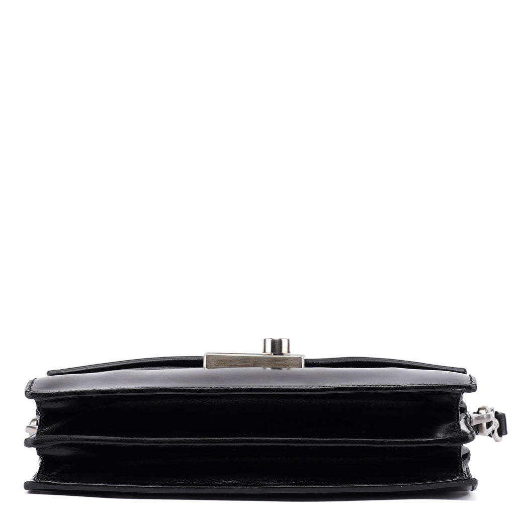 Black Vitello Keylock Shoulder Bag