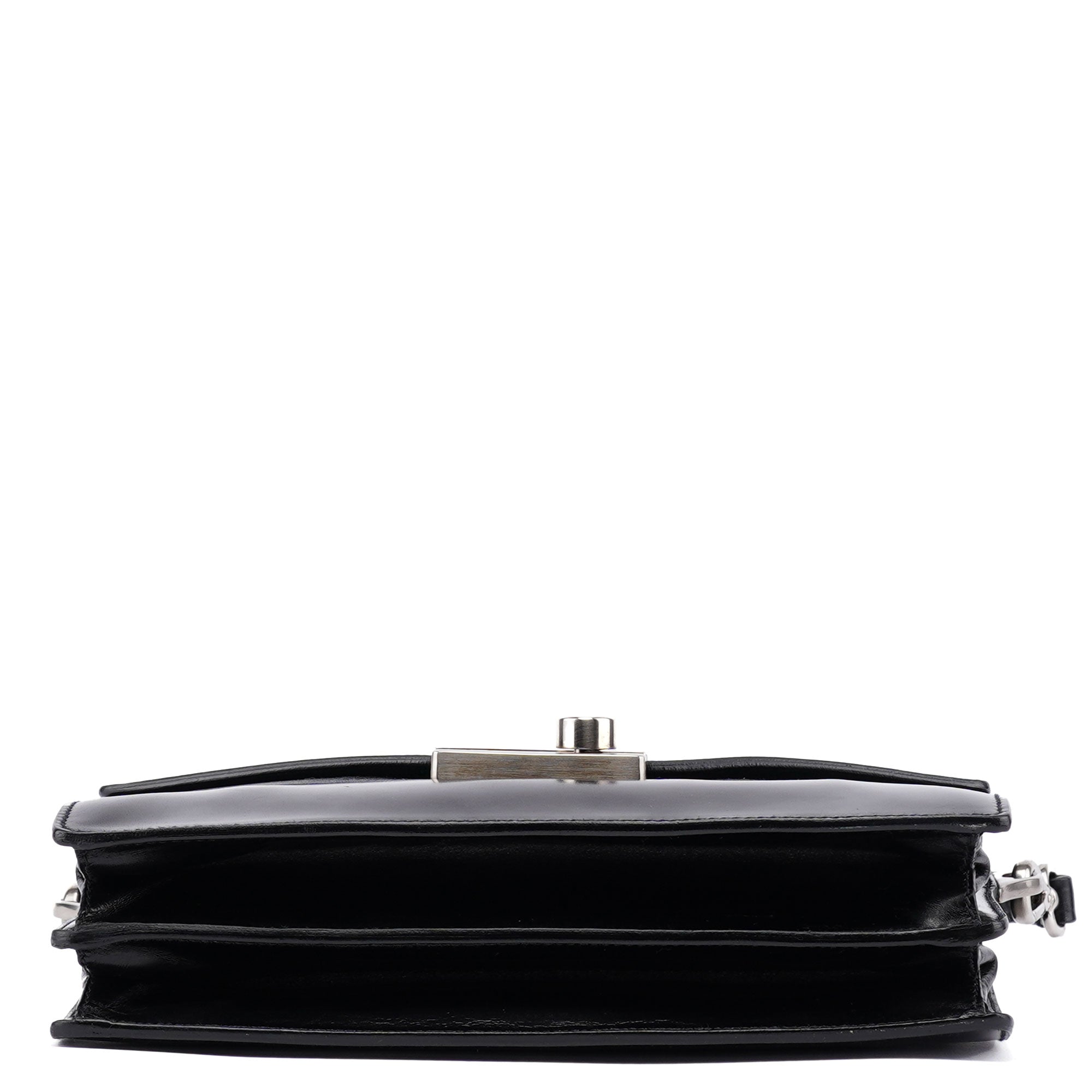 Black Vitello Keylock Shoulder Bag