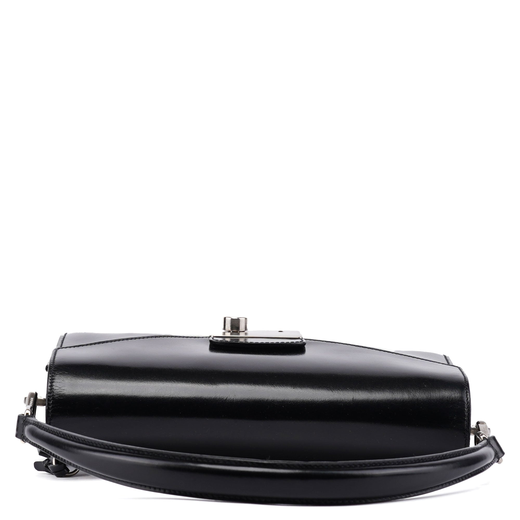 Black Vitello Keylock Shoulder Bag
