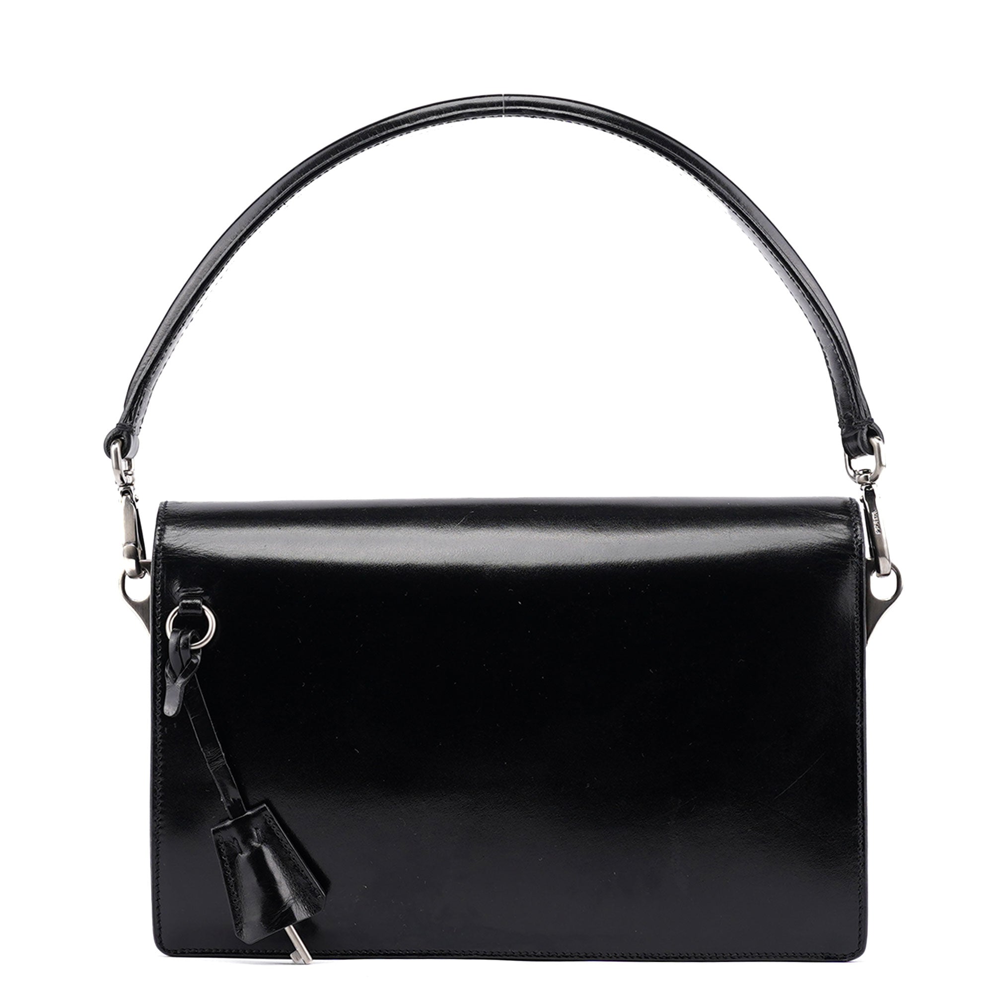 Black Vitello Keylock Shoulder Bag