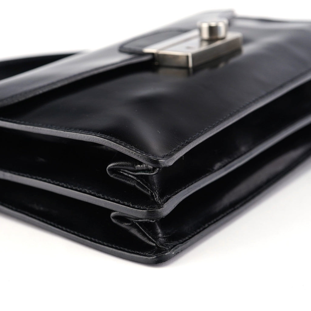 Black Vitello Keylock Shoulder Bag
