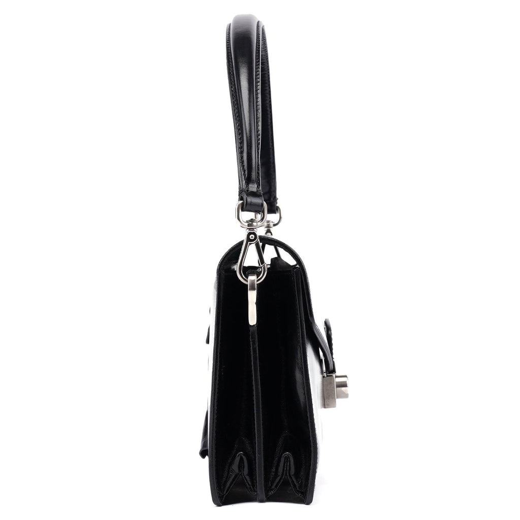 Black Vitello Keylock Shoulder Bag