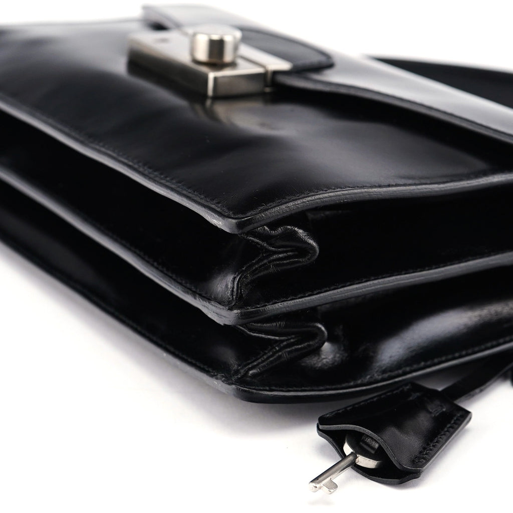 Black Vitello Keylock Shoulder Bag