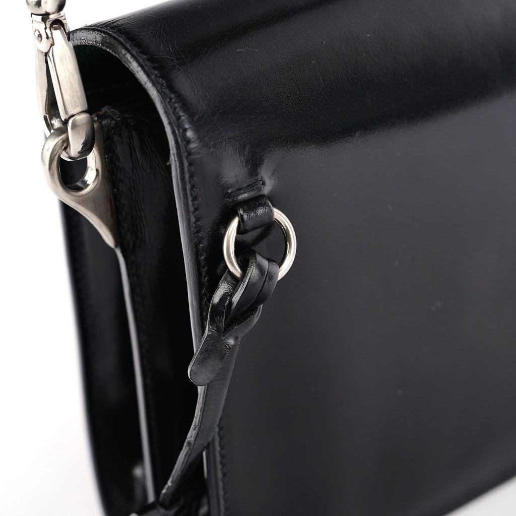 Black Vitello Keylock Shoulder Bag