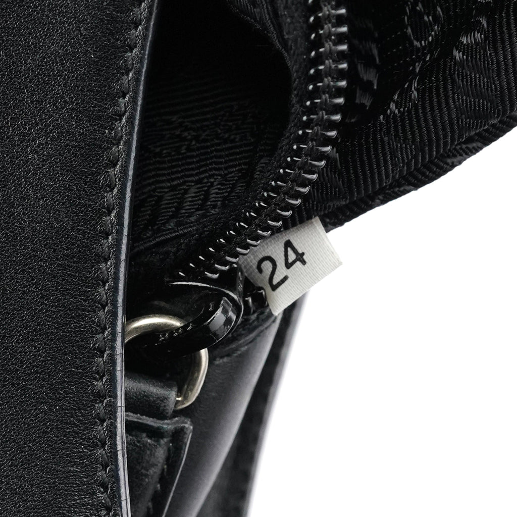 Black Vitello Metal Shoulder Bag