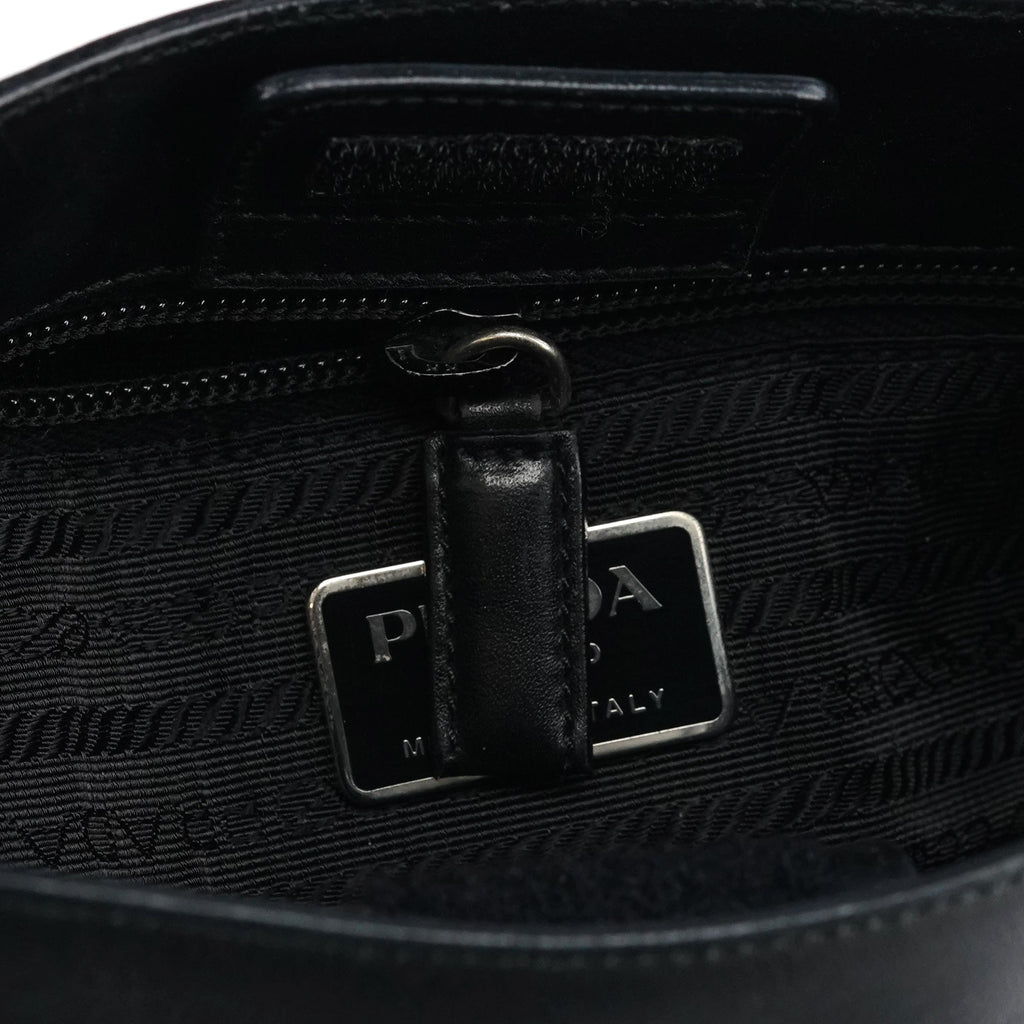 Black Vitello Metal Shoulder Bag