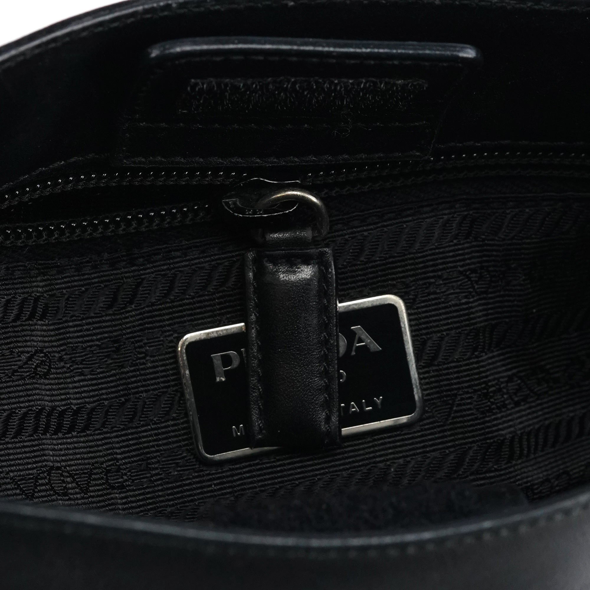 Black Vitello Metal Shoulder Bag