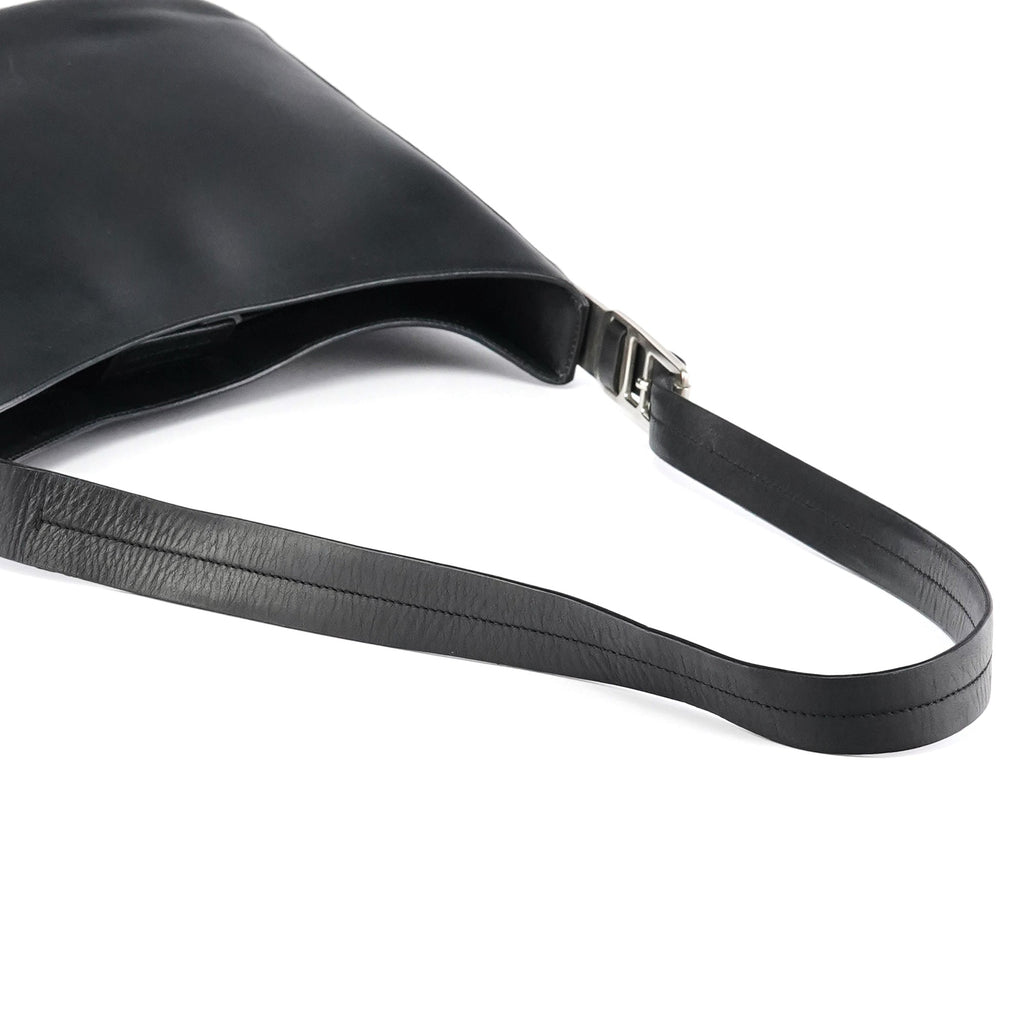 Black Vitello Metal Shoulder Bag