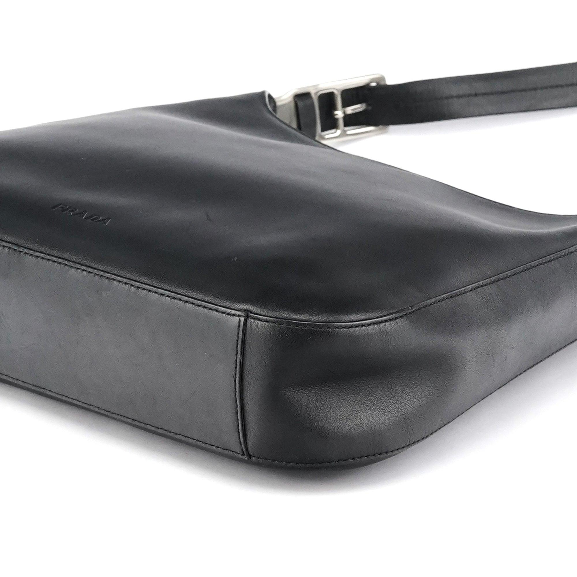 Black Vitello Metal Shoulder Bag
