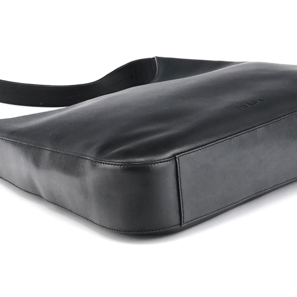 Black Vitello Metal Shoulder Bag