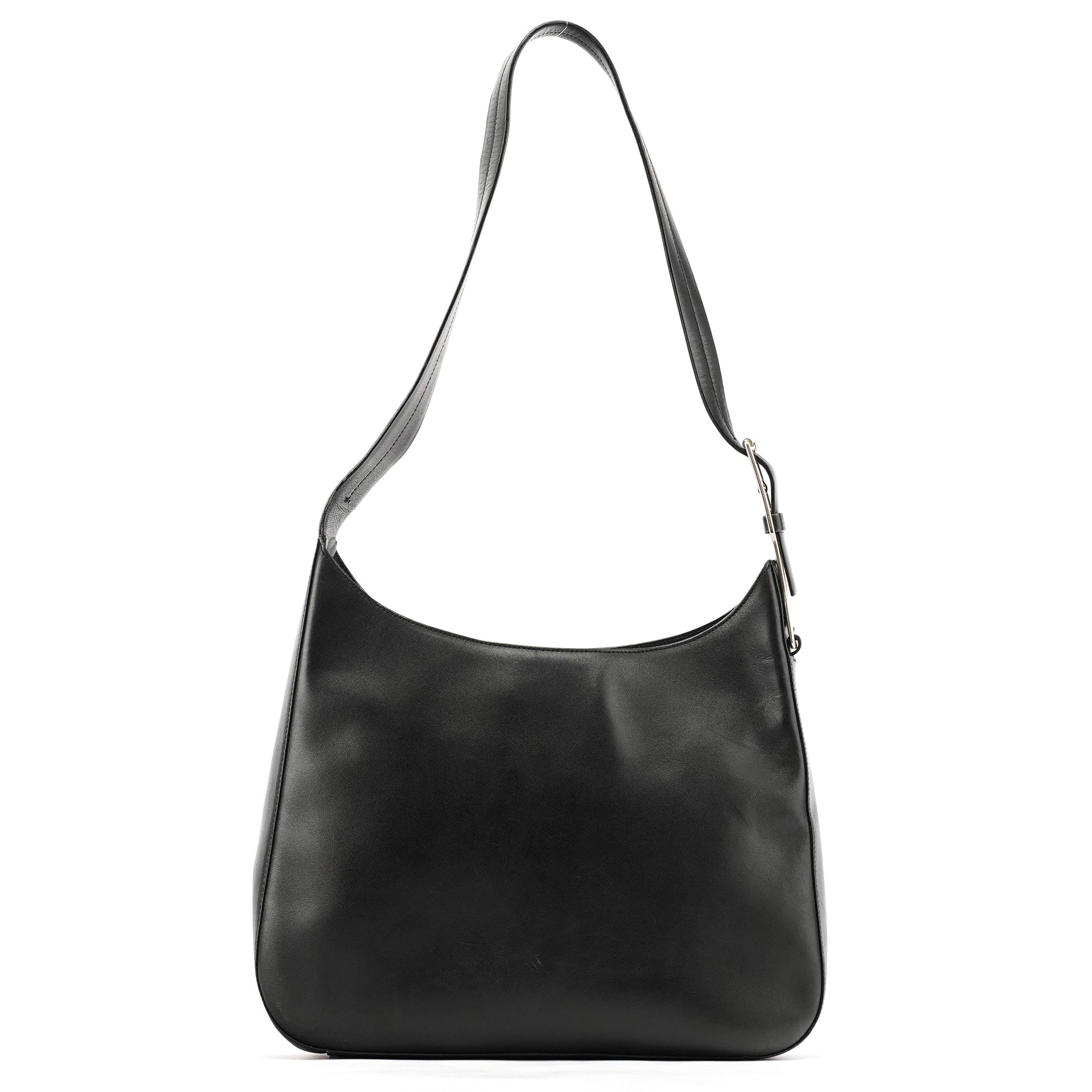 Black Vitello Metal Shoulder Bag