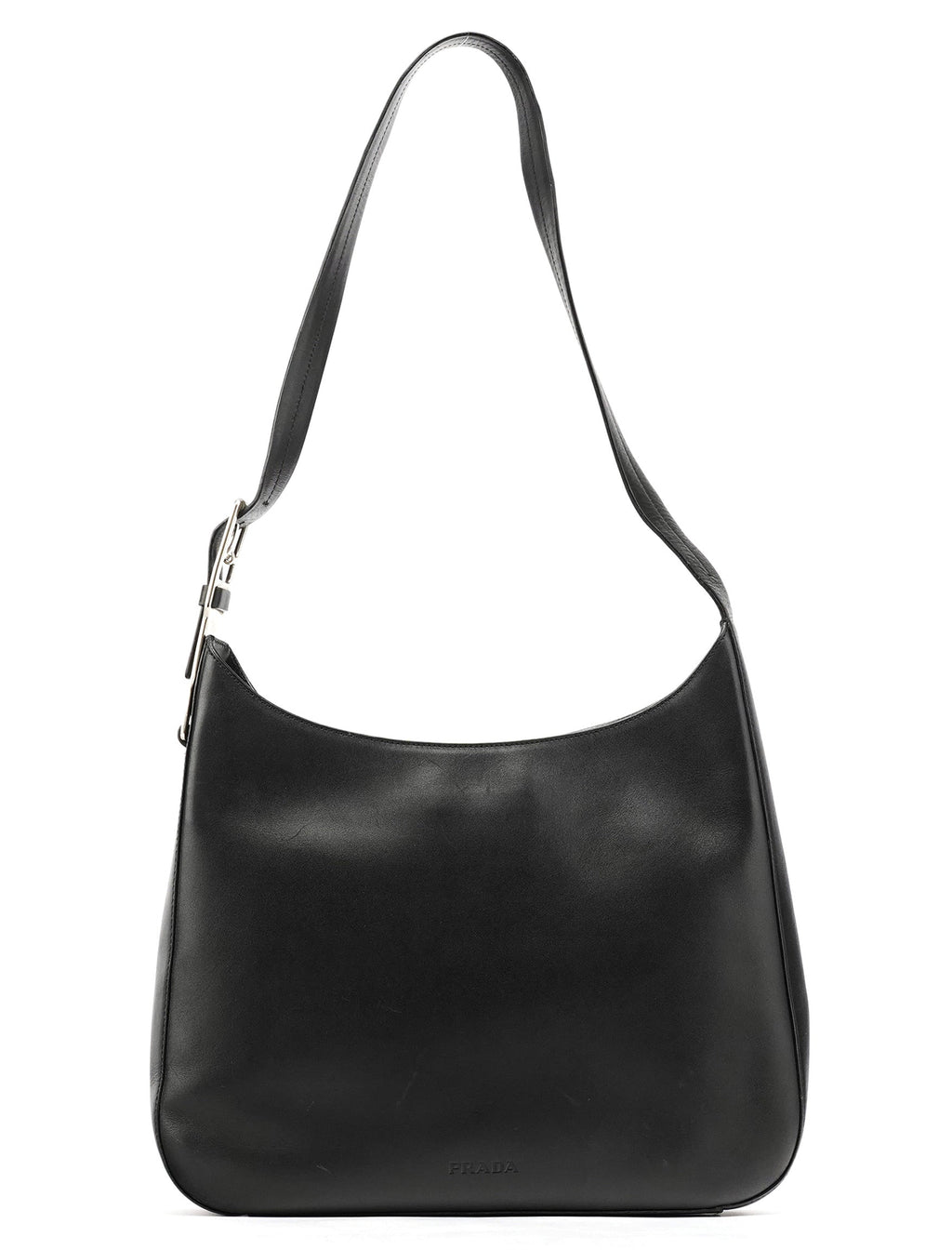 Black Vitello Metal Shoulder Bag