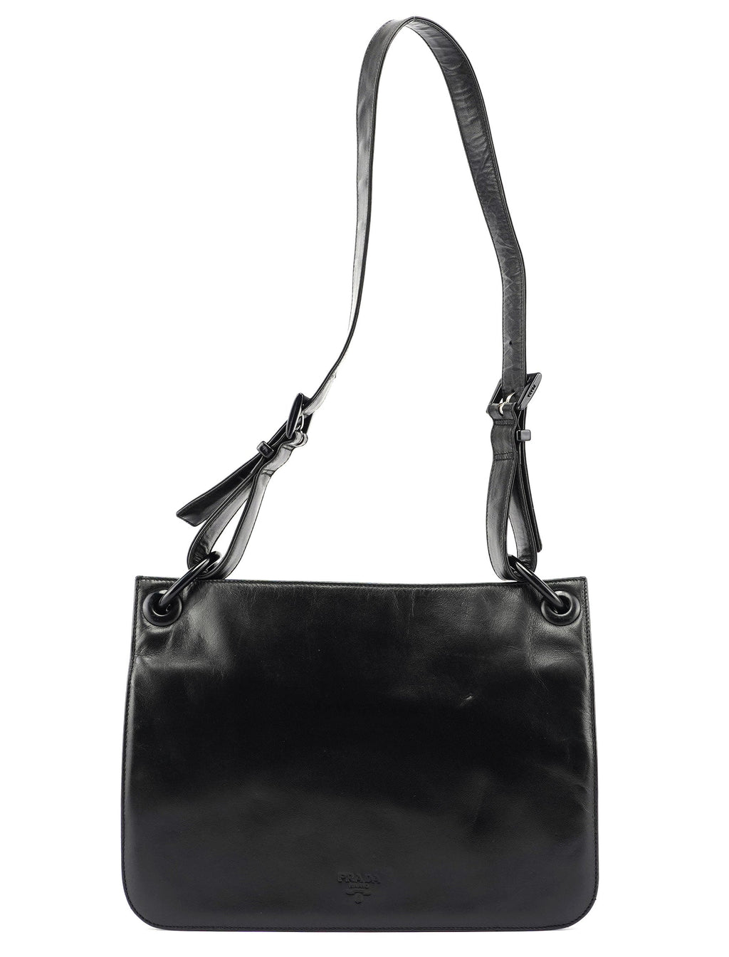 Black Vitello Plastic Hobo Shoulder Bag